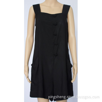 Black Color Jumpsuits with Button Design